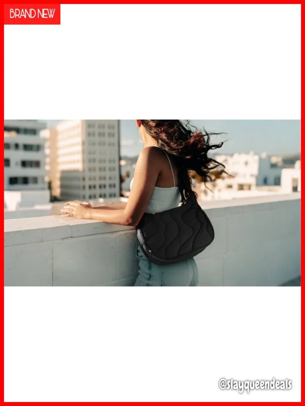 Nylon Quilted Crescent Crossbody Bag, Puffy Hobo Handbag with Multiple Pockets,